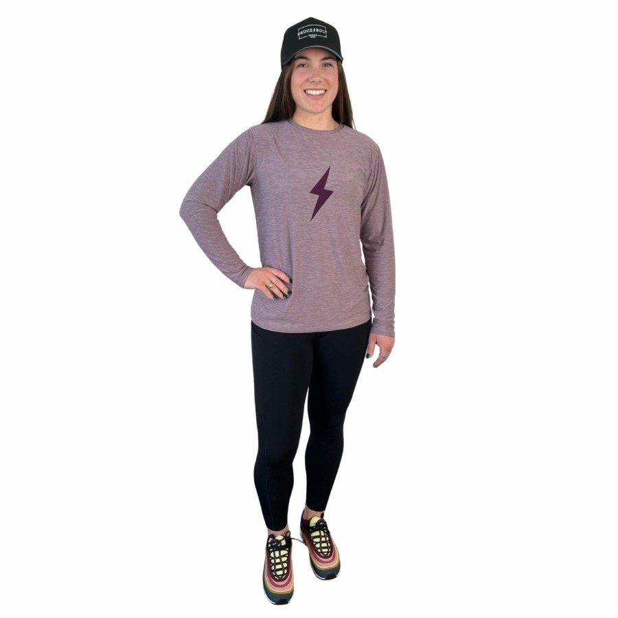 BRUCE BOLT Women'S Long Sleeve "Bolt" Supersoft Cranberry Tshirt | Lifestyle