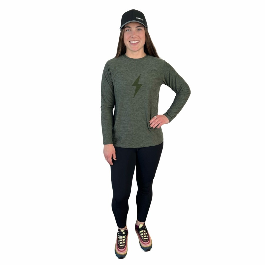 BRUCE BOLT Women'S Long Sleeve "Bolt" Supersoft Olive Tshirt | Premium Tees