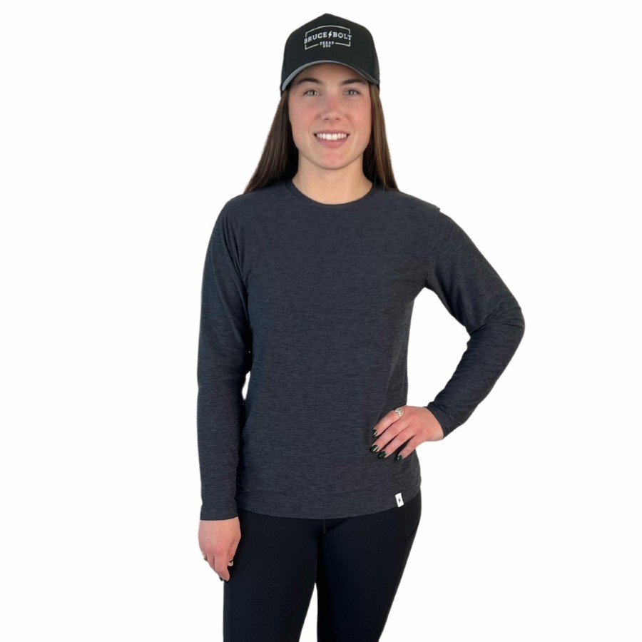 BRUCE BOLT Women'S Long Sleeve Supersoft Charcoal Tshirt | Lifestyle