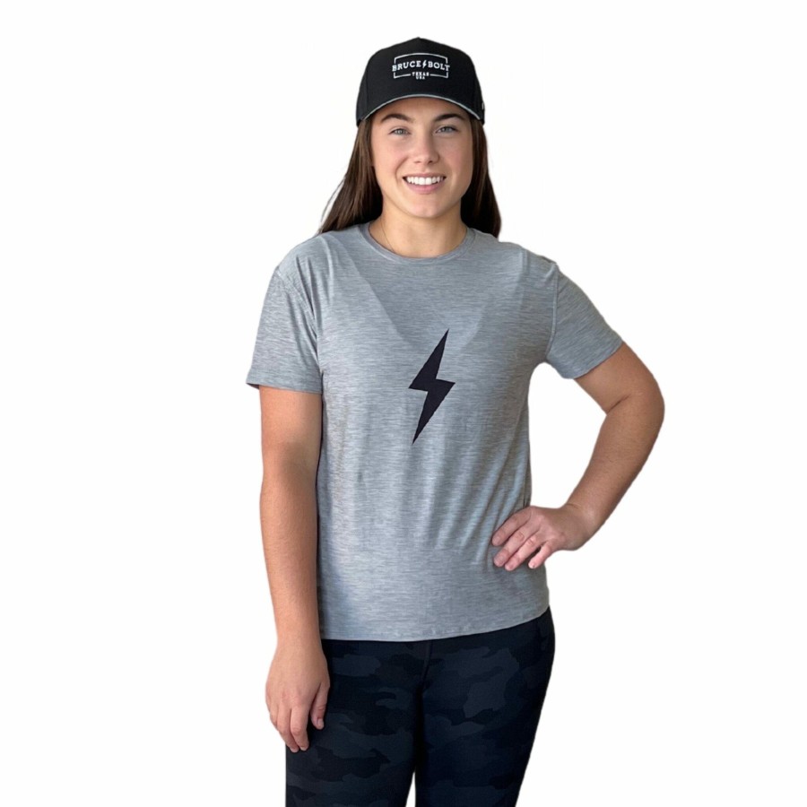 BRUCE BOLT Women'S Short Sleeve "Bolt" Supersoft Light Heathered Grey Tshirt | Premium Tees