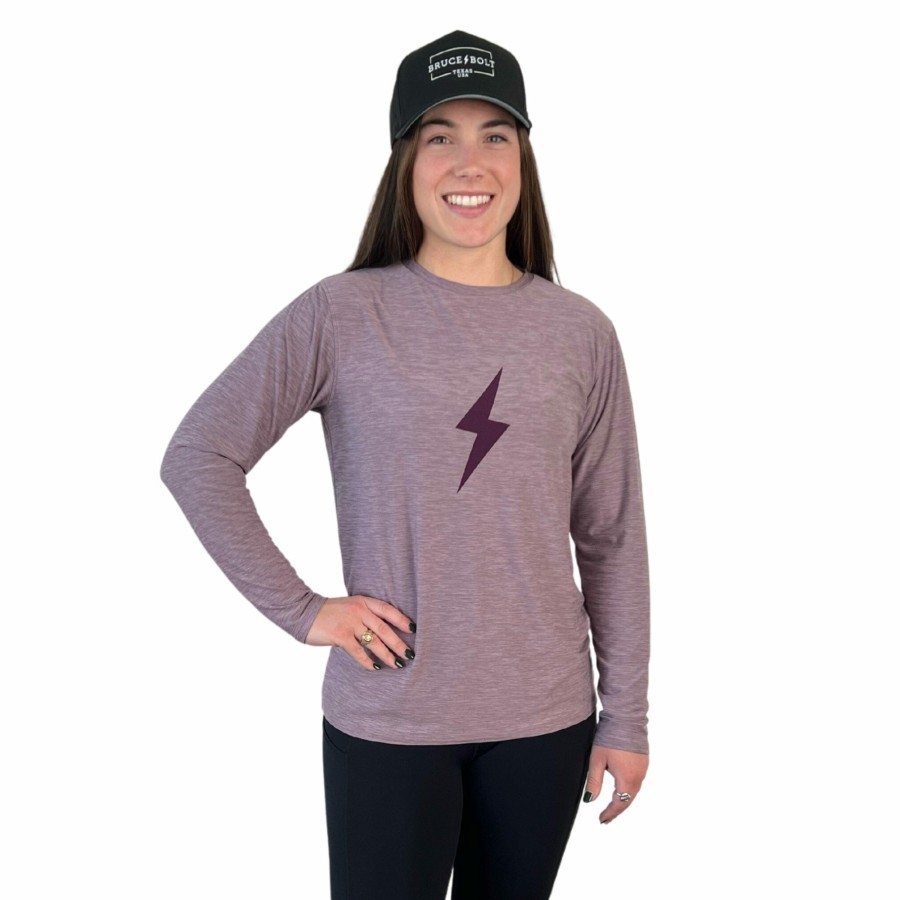 BRUCE BOLT Women'S Long Sleeve "Bolt" Supersoft Cranberry Tshirt | Premium Tees