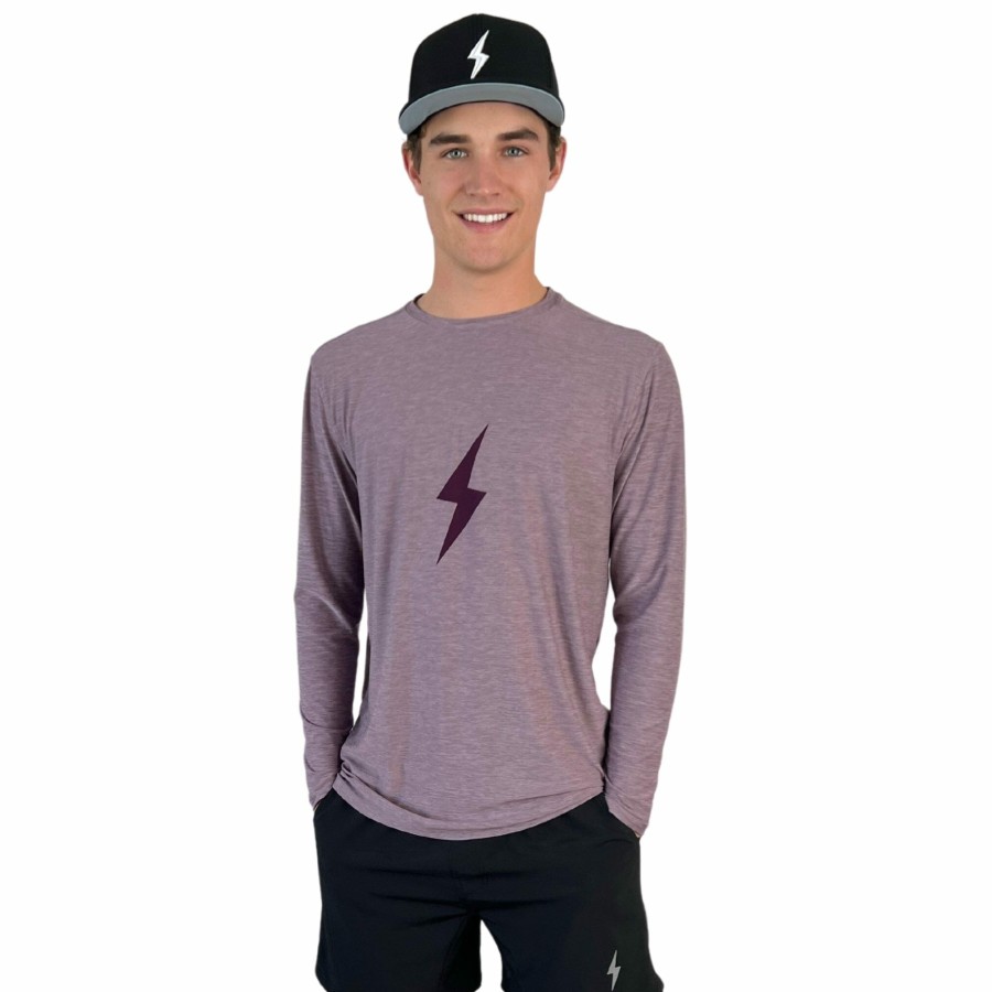 BRUCE BOLT Long Sleeve "Bolt" Supersoft Cranberry Tshirt | Premium Tees